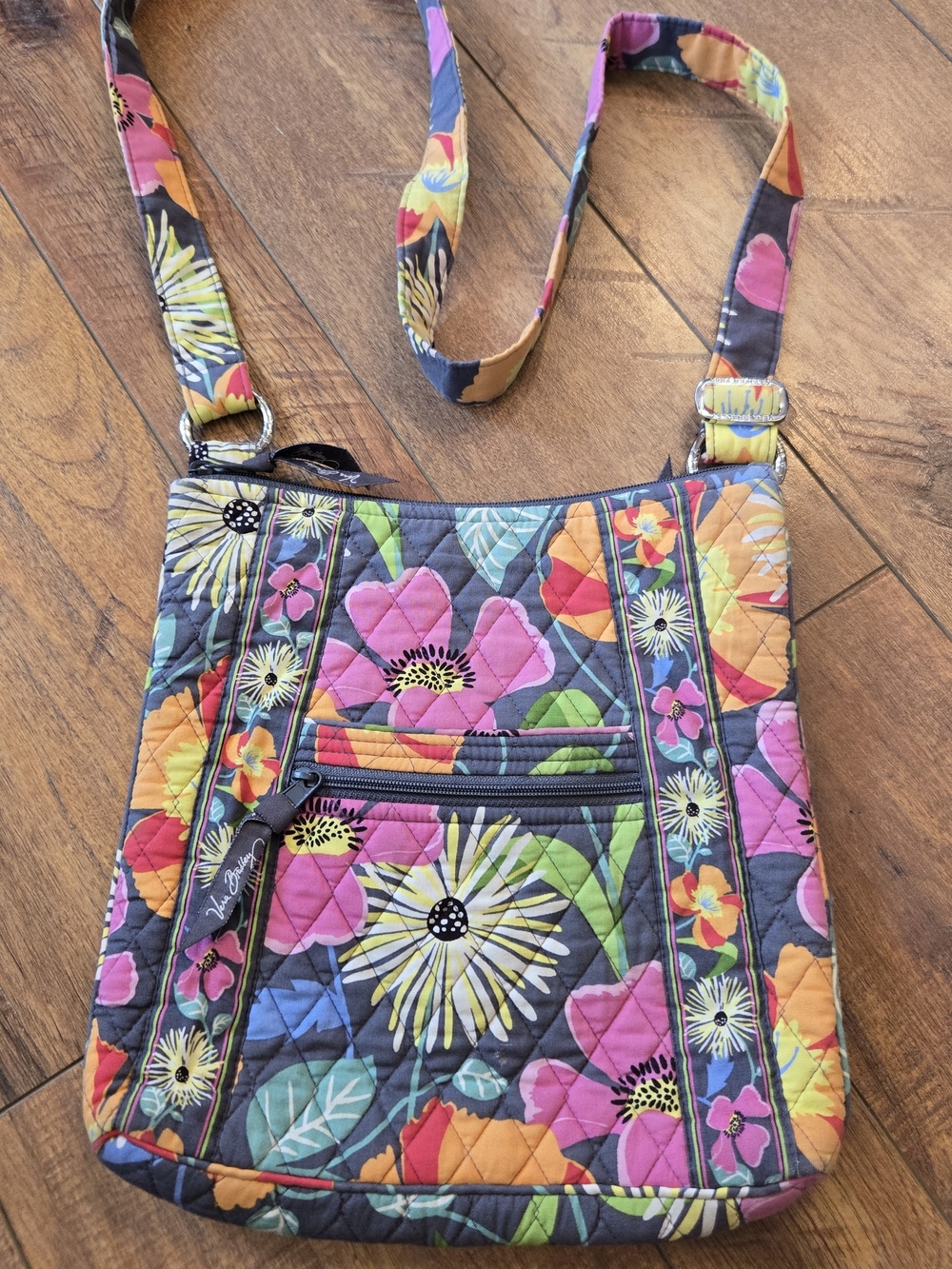 Vera Bradley Quilted Floral Crossbody in Multi Pink, Orange, Yellow